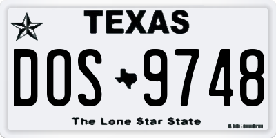 TX license plate DOS9748
