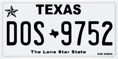 TX license plate DOS9752