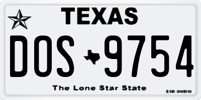 TX license plate DOS9754