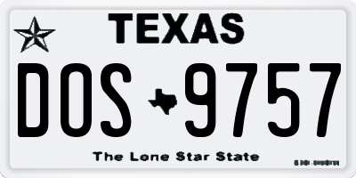 TX license plate DOS9757