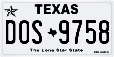 TX license plate DOS9758