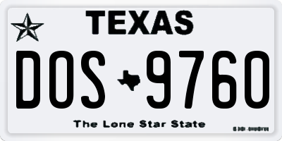TX license plate DOS9760