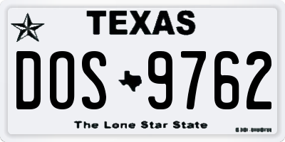TX license plate DOS9762