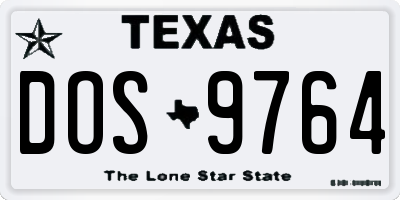 TX license plate DOS9764