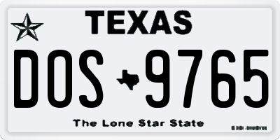 TX license plate DOS9765