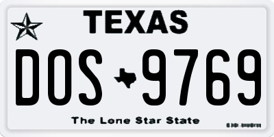 TX license plate DOS9769