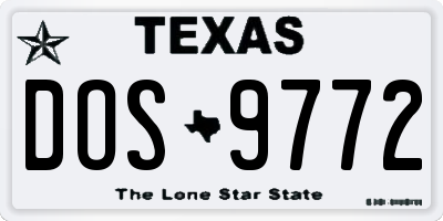 TX license plate DOS9772