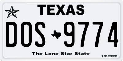 TX license plate DOS9774