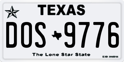 TX license plate DOS9776