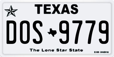 TX license plate DOS9779