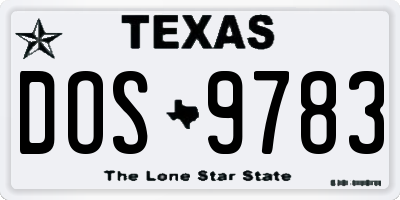 TX license plate DOS9783