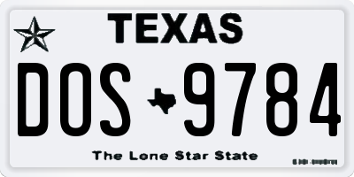 TX license plate DOS9784