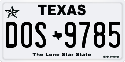 TX license plate DOS9785