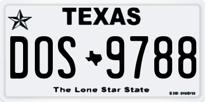 TX license plate DOS9788