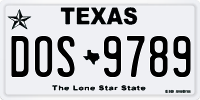 TX license plate DOS9789