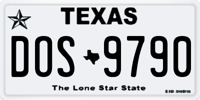 TX license plate DOS9790