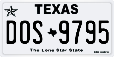TX license plate DOS9795