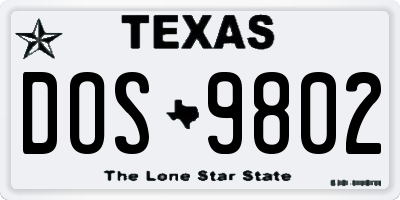 TX license plate DOS9802