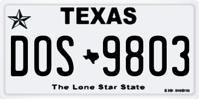 TX license plate DOS9803