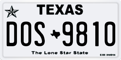 TX license plate DOS9810