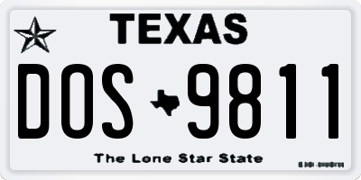 TX license plate DOS9811