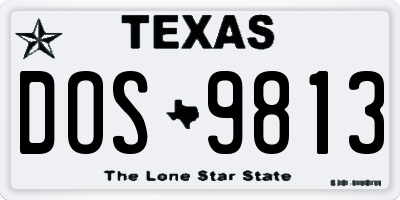 TX license plate DOS9813