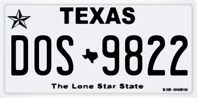 TX license plate DOS9822