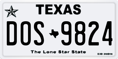TX license plate DOS9824