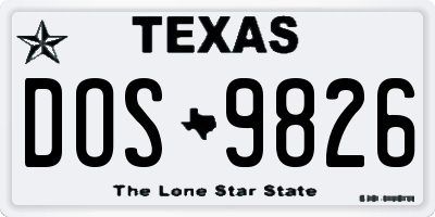 TX license plate DOS9826