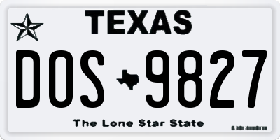 TX license plate DOS9827