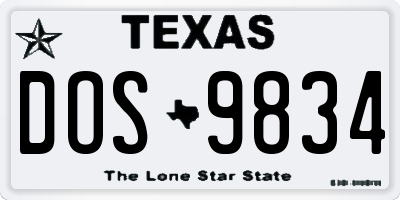 TX license plate DOS9834