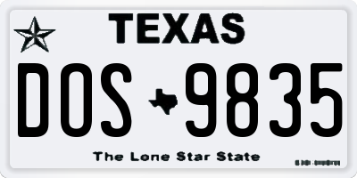 TX license plate DOS9835