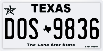 TX license plate DOS9836