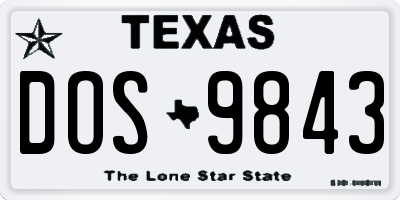 TX license plate DOS9843
