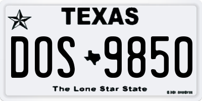 TX license plate DOS9850