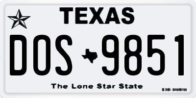 TX license plate DOS9851