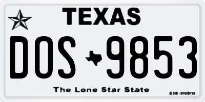 TX license plate DOS9853