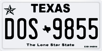 TX license plate DOS9855