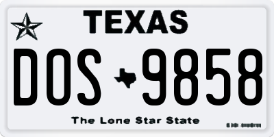 TX license plate DOS9858