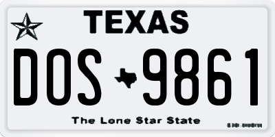 TX license plate DOS9861