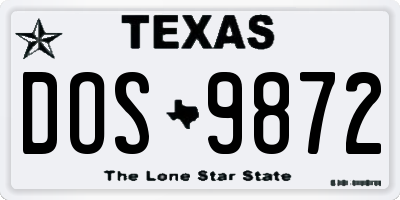 TX license plate DOS9872