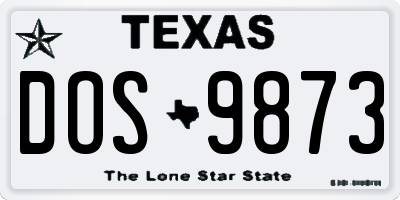 TX license plate DOS9873