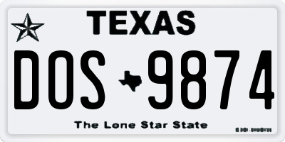 TX license plate DOS9874