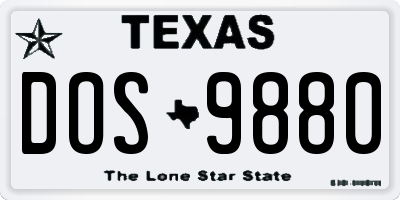 TX license plate DOS9880