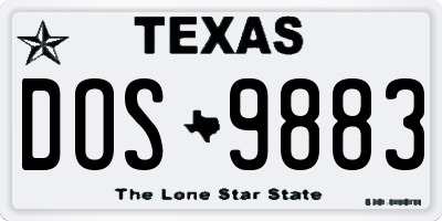 TX license plate DOS9883