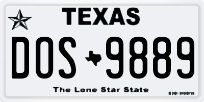 TX license plate DOS9889
