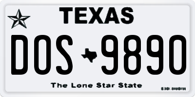TX license plate DOS9890