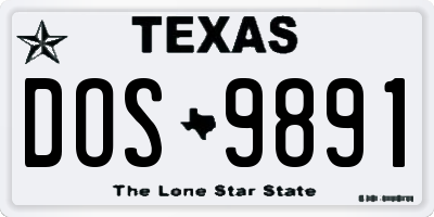 TX license plate DOS9891