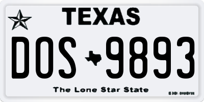 TX license plate DOS9893
