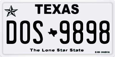 TX license plate DOS9898